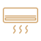 Air conditioning and cooling icon in gold