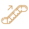 Gold lift and escalators icon.